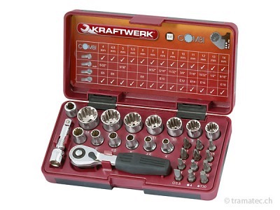 KRAFTWERK 28-t. COMBI-Steckschlüsselsatz 1/4'