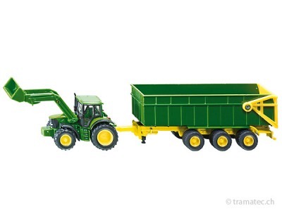 SIKU 1843 John Deere mit Frontlader und Anhänger