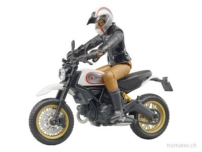 Bruder Motorrad Ducati Scrambler Desert Sled mit Fahrer